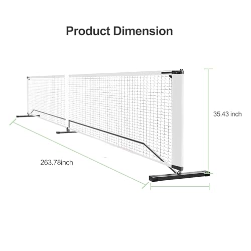 Pickleball Net for Driveway, 22FT Portable Regulation Pickleball Net System with Metal Frame, 4 Paddles, Carry Bag, Weather Resistant & Easy Setup for Backyard, Park, Beach