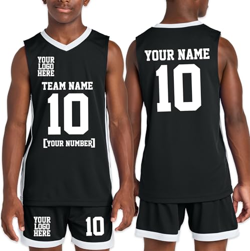 Personalize Your Own Team Basketball Jersey with Your Custom Name and Number Adult Youth Sports Tee - color: Black, size: Small