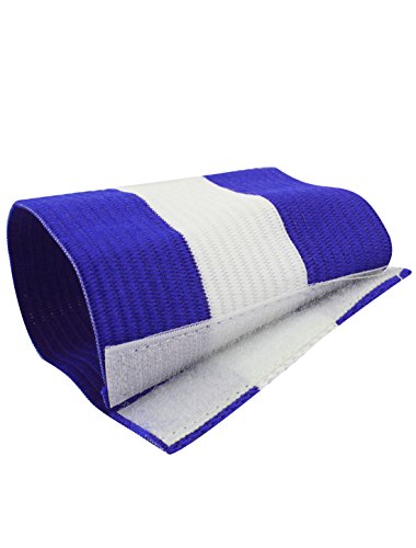 Ruilogod Detachable Closure Elastic Team Game Soccer Captain Armband Blue White (id: e8d 67a bea 643 79c