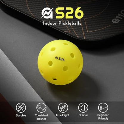 A11N S26 Indoor-Approved Pickleballs: 12 Packs, Yellow