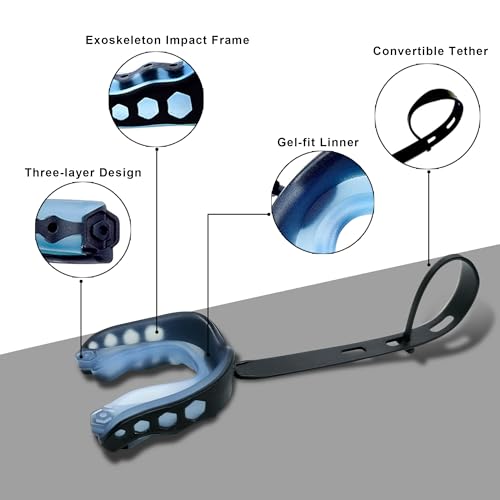Football Mouth Guard, 2Pcs Mouthpiece Football, Youth Sports Mouth Guard with Strap Mouthguards for Youth and Adult Athletes, Hockey, Rugby, Boxing and Lacrosse