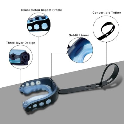 Football Mouth Guard, 2Pcs Mouthpiece Football, Youth Sports Mouth Guard with Strap Mouthguards for Youth and Adult Athletes, Hockey, Rugby, Boxing and Lacrosse