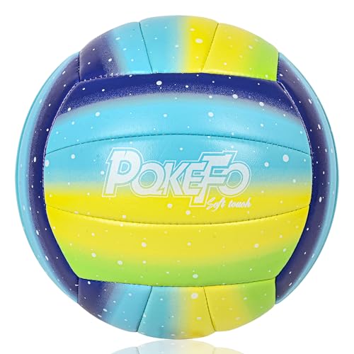 Volleyball,Soft Indoor Outdoor Volleyballs for Kids/Youth/Adults/Elders Gym Games Beach Play and Training（ Official Size 5） - color: yellow-Blue