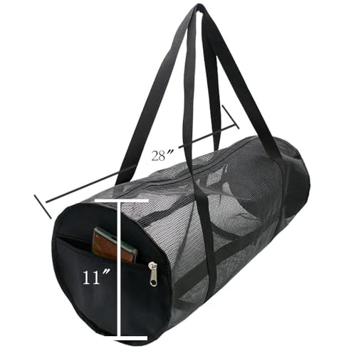 Large Basket Ball Duffel Bag,Mesh Basketball Bag,Mesh Sports Equipment Bag with Shoulder Strap for Holding Basketball,Volleyball,Soccer,Swimming Gear