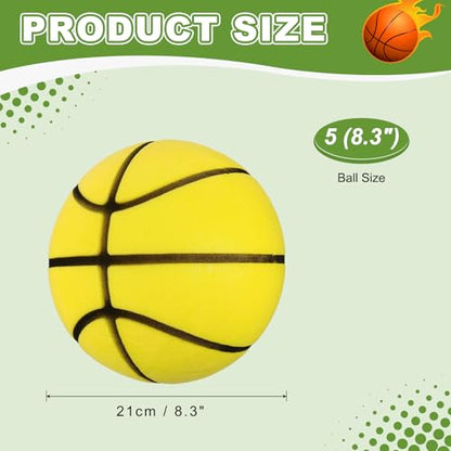 Silent Basketball, Quiet Basketball High Density Foam No Noise Sculpted Groove Bouncing Ball with Net Bag - color: Lemon Yellow, size: 8.3 Inch
