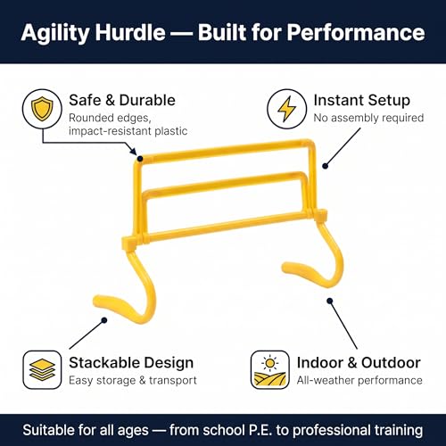Japard 6 Pcs Agility Hurdles Speed Training Equipment, 4 Height Adjustable Setting, Soccer Training Equipment for Youth Adults