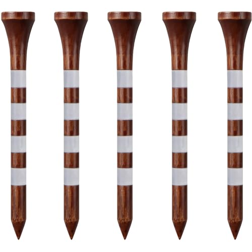 Wooden Golf Tees 3-1/4", 2-3/4", 2-1/8", 1-1/2" Available, 100 Count (Natural Color, White, Black, Blue, Red, Green, Yellow, Pink, Orange) - color: Brown & White, size: 3 1/4 Inch