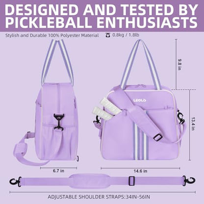 Pickleball Bag Pickle Ball Backpack for Women,Pickleball Accessory Tote Sport Equipment Bag Machine Washable with Shoe Compartment,Wet Pocket,Adjustable Shoulder Strap Fence Hook,Great Gift 30L-Purple - color: Purple