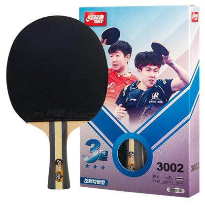 DHS Sports 3 Star Table Tennis Racket H3002- Shakehand, ITTF Approved Paddle, Beginner, 5 Ply Wood, Inverted Rubbers
