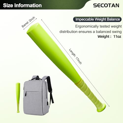 Baseball Bat, Aluminum One Hand 17-Inch Training Bat, Softball Bat, Home/Car/Self Defense, Batting Practice, Aluminum Bat, Truck Tire Checker Bat - color: Neon Yellow