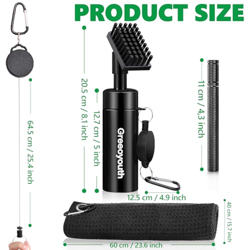 Pro Golf Club Cleaner Brush with Golf Groove Sharpener Tool Golf Towel, Golf Water Brush with Large Capacity Bottle & Retractable Clip-Holds 6.8oz of Water, Golf Accessories for Men Women