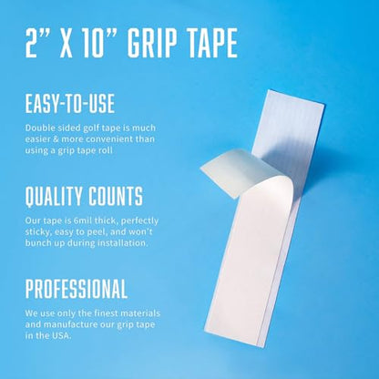 Wedge Guys Professional Golf Grip Tape 2" x 10" Solvent Activated Double Sided Adhesive Strips for Regripping Golf Clubs - color: 30 Strips + 8oz Solvent