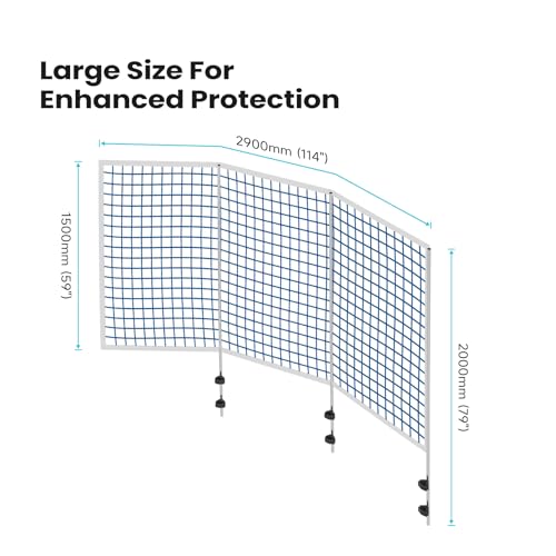 ECOPOOLTECH Pool Basketball Hoop Backstop Net – 59 x 110 Inches, 3 Section Protection Net for Round Above Ground Frame Pool only. - color: Off‑white