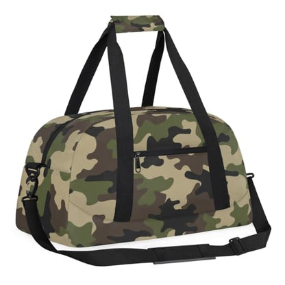 Camo Kids Duffel Bag for Boys, Camouflage Sports Gym Bag Overnight Travel Weekender Bags Lightweight Carry On Sleepovers Bag for School Practice Gymnastics - color: Camo
