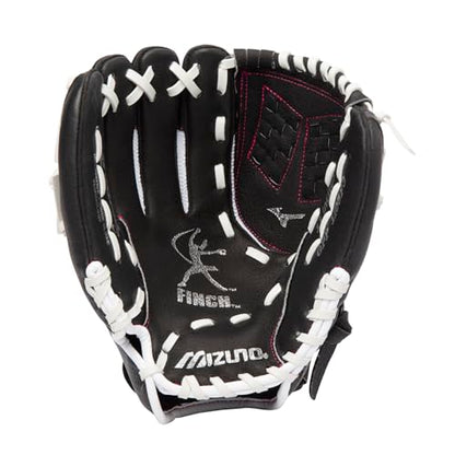 Mizuno Prospect Finch Youth - color: White/Black/Pink Trident Web, size: 11"|Ages 7-8