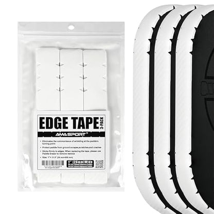 PICKLETECH Pickleball Paddle Protection Tape - 3K PU Interwoven Texture - Paddle Head Edge Guard - Racket Edge Protection Tape -Fit Perfectly Curved Edge -No Wrinkling - color: 3K White, size: Width 26mm