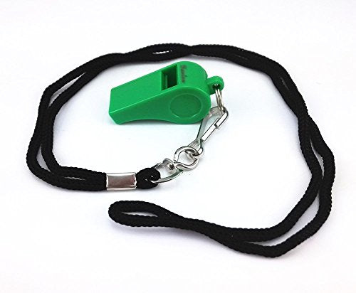yueton Plastic Coach Whistles with Lanyard, Pack of 6 - color: Green