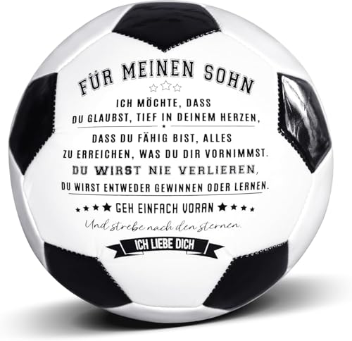 Traditional Black White Soccer Ball High Performance Diameter 21cm/ 8.3 Inch, I Love You Inspirational Soccer Gifts for Birthday Christmas - color: Meinen Sohn