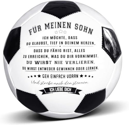 Traditional Black White Soccer Ball High Performance Diameter 21cm/ 8.3 Inch, I Love You Inspirational Soccer Gifts for Birthday Christmas - color: Meinen Sohn
