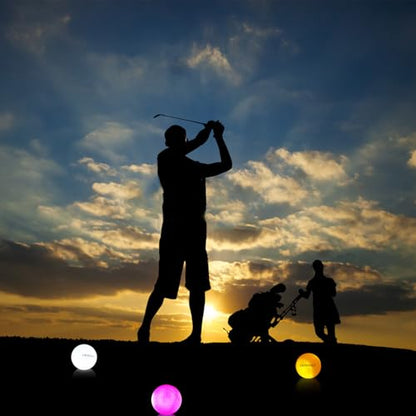 Crestgolf Glow in The Dark Golf Balls with Glow Tees, Super Bright Light Activated Balls Nighttime Golfing