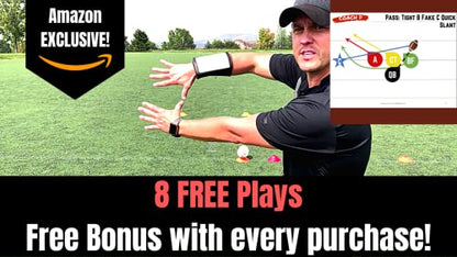 Youth Play Wristbands - Call Plays and Win Games - Flag or Tackle Football QB Coach - Playbook Wrist Bands Football Equipment (5 or 10 Packs) - size: 5 Pack