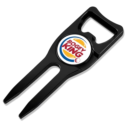 Wolf Golf Towels Divot Repair Tool | 5-in-1 Premium Divot Tool with Ball Marker | Golf Gifts for Men & Women | Golf Accessories for Men & Women - color: Black - Bogey King