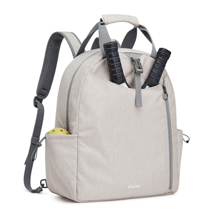 G4Free Tennis Backpack, Pickleball Bag Tote, Large Pickleball Bags for Women and Men, Casual Sports Gym Tennis Bag - color: Ivory