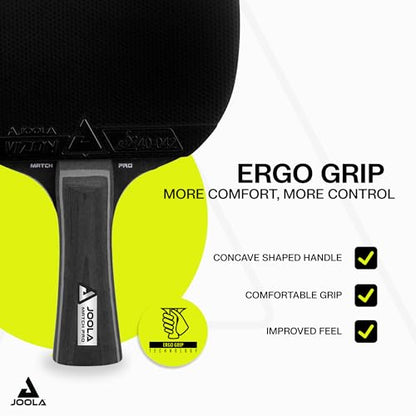 JOOLA Duo Pro Ping Pong Paddles Set of 2 - Professional Table Tennis Paddles, Three Advanced 3 Star Tournament Ping Pong Balls and Carrying Case - Advanced Table Tennis Rackets - color: Black