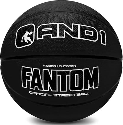 AND1 Fantom Rubber Basketball: Official Regulation Streetball - Deep Channel Construction, Made for Indoor Outdoor - color: Black, style: Basketball