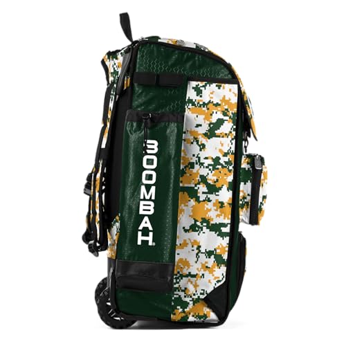 Boombah Catchers Superpack Hybrid Rolling Digital Camo Bat Bag - Multiple Colors - Wheeled & Backpack Version - color: Dark Green/Gold