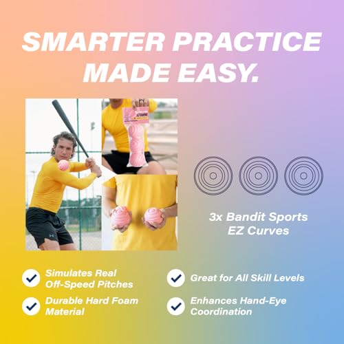Plate Crate Bandit Sports Coach RAC EZ Curve Curveball Hitting Trainer, The Original Premium Curve Ball Trainer for Baseball Practice, Baseball Training Balls for Hitting (Pack of 3)