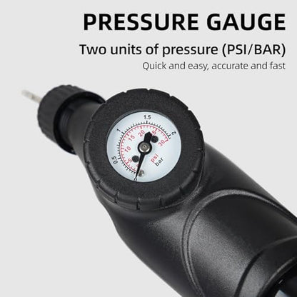 Tigrisk® Ball Pump with Pressure Gauge, Hand Air Inflation Pump with Needles and Nozzles for Basketball, Football, Soccer Ball, Volleyball and Other Inflatable Balls