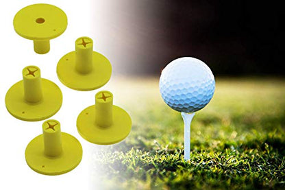 Golf Rubber Tee Holder Set for Golf Driving Range Tee Practice Tool Pack of 5 - color: Yellow