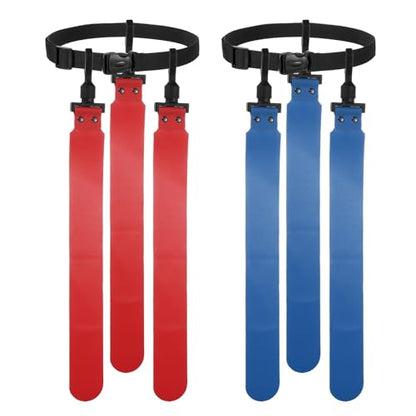 Flag Football Set, Adjustable Flag Football Belt with 1 Belt and 3 Flags Easy Tear Away - color: Orange Red/Sky Blue