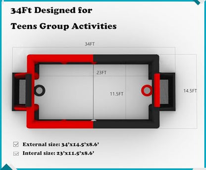 Portable Inflatable Sports Court Inflatable Soccer & Basketball & Volleyball Field 3-in-1 Multiple Sport Game with Blower for Birthday/School Playground/Family/Team Games - style: 34x14.5x 8.6ft