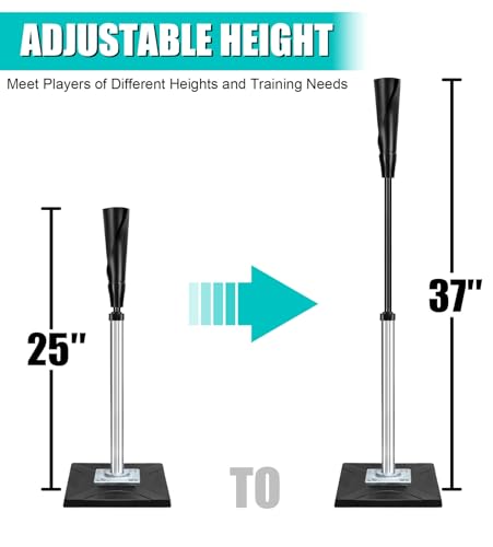 Zdgao Portable Batting Tee for Baseball/Softball, Height Adjustment 25"- 46" Baseball Tee with Removable Rubber Top and Premium Base for All Ages Training and Practice - style: 25"-37" Height Adjustable