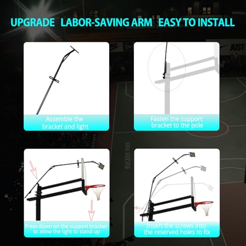 Basketball Hoop Light Bracket, Fit 5*5, 6*6, 6*8, 8*8, 8*12 Inch Square Pole, Fit Various LED Lights and with Solar Panel Install Location, Powerful & Durable, Easy Installation, LIGHTS NOT INCLUDED - size: Fit 5''x5'' square pole