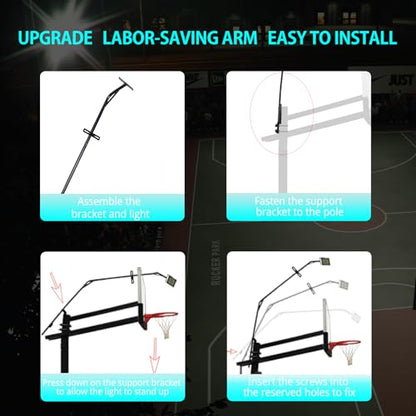 Basketball Hoop Light Bracket, Fit 5*5, 6*6, 6*8, 8*8, 8*12 Inch Square Pole, Fit Various LED Lights and with Solar Panel Install Location, Powerful & Durable, Easy Installation, LIGHTS NOT INCLUDED - size: Fit 5''x5'' square pole
