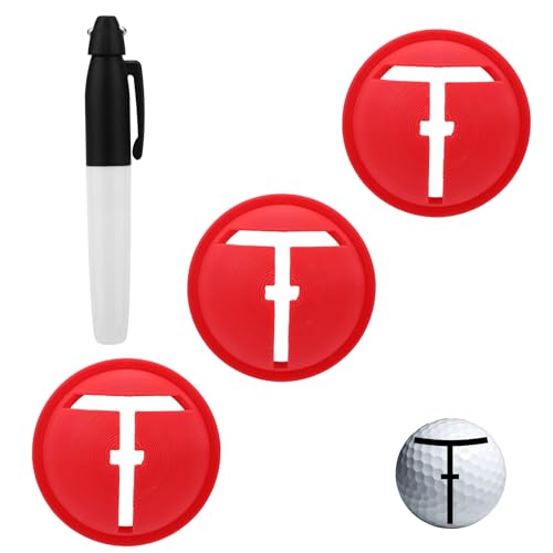 Golf Ball Marker Set, Golf Ball Line Marker Tool with Marking Pen Red Plastic Alignment Labeler Stencil Accessories for Precision Putting & Target Line Accuracy - style: Style A