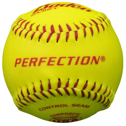 Baden | USA (ASA) Approved | Official League Fastpitch Softballs | Perfection Leather or Composite | 11" or 12" | Optic Yellow | One Dozen - size: 11"