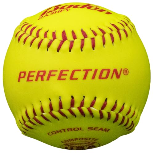 Baden | USA (ASA) Approved | Official League Fastpitch Softballs | Perfection Leather or Composite | 11" or 12" | Optic Yellow | One Dozen - size: 11"