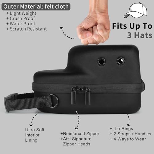 GERMUN Hard baseball hat case, Hat Carrier Travel Case with Adjustable Shoulder Strap, Hat cap case for 3 Baseball Caps - Perfect for Traveling & At-Home Storage (Black) - color: 3 Black