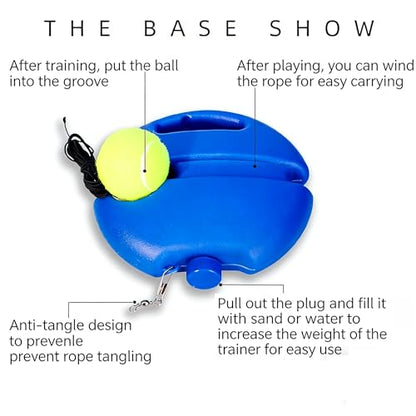 Solo Tennis Trainer Rebounder with Ball, Portable Tennis Training Equipment for Beginners, Multifunctional Tennis Solo Practice Kit with High-Elastic Rope for Backyard & Park