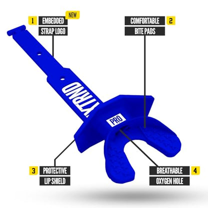 Nxtrnd Two Pro Football Mouth Guard, Permanent Strap, Fits Adult & Youth (Blue) - color: Blue Pro