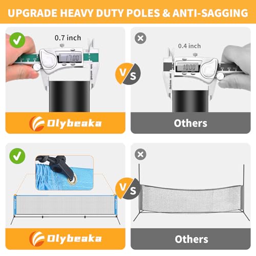 All-in-one Portable Badminton & Pickleball Net Set for Backyard Beach Driveway with Height Adjustable Poles, Durable Net, 2 Aluminum Badminton Rackets + 2 Pickleball Paddles - size: 10 ft