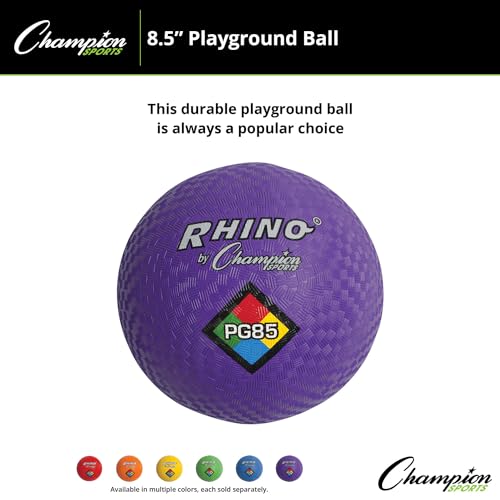 Champion Sports Rhino Playground Balls 8.5"D - Two Ply, Nylon Wound, PURPLE