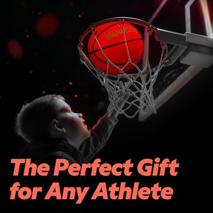 GlowCity Glow in The Dark Basketball - Size 5, 6, 7 Light Up Ball for Kids, Teens & Adults - Night Outdoor Games - Sports Birthday Gifts Ideas for Boys Ages 6 7 8 9 10 11 12 13 14 15 - size: Size 7 - 29.5", style: Rechargeable Rubber (Pump + Box)