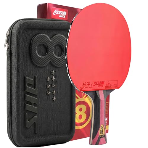DHS Ping Pong Paddles,Table Tennis Racket with Hurricane 3 High Spin & Speed for Advanced Offensive Players, Flared Handle