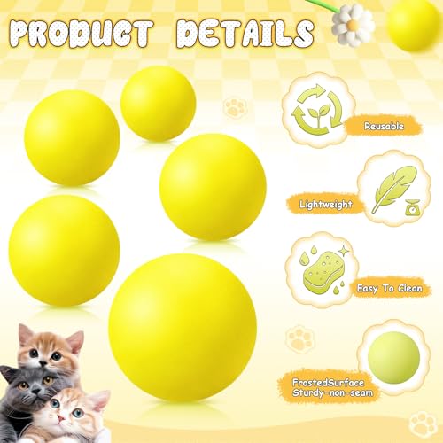 Hoteam 12 Pcs Cat Table Tennis Balls, 1.57 Inch Cat Ball Toys for Indoor Cats, High Bounce Table Tennis Balls, Interactive Bouncy Ball Toy for Kitten Cats Pets Playing Exercising Trainning(Yellow) - color: Yellow