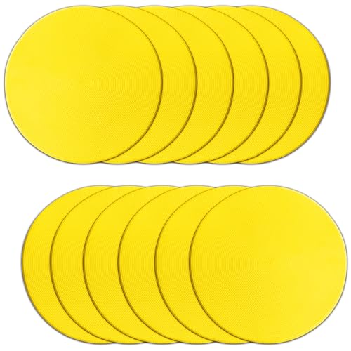9/18/36 Pcs Poly Spot Markers 9 inch Non-Slip Rubber Agility Training Markers Floor Dots Flat Field Cones for Football Basketball Soccer School Exercise Drills Gym Dance Practice 9 Colors - style: 9 inch 12 Pcs Yellow (TPE)